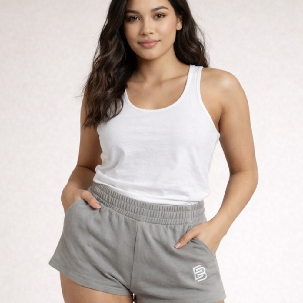 BB Gray Booty Shorts Cozy Sweat Shorts Lounge Athletic Size S
